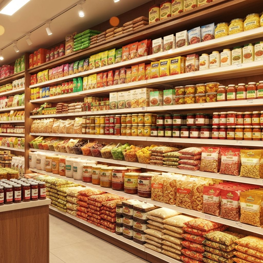 Well-stocked shelves of Indian and South Asian groceries at Namaste Mart Wollongong